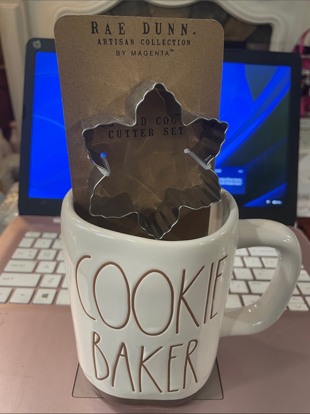 Rae Dunn White Mug with Brown Lettering - COOKIE BAKER